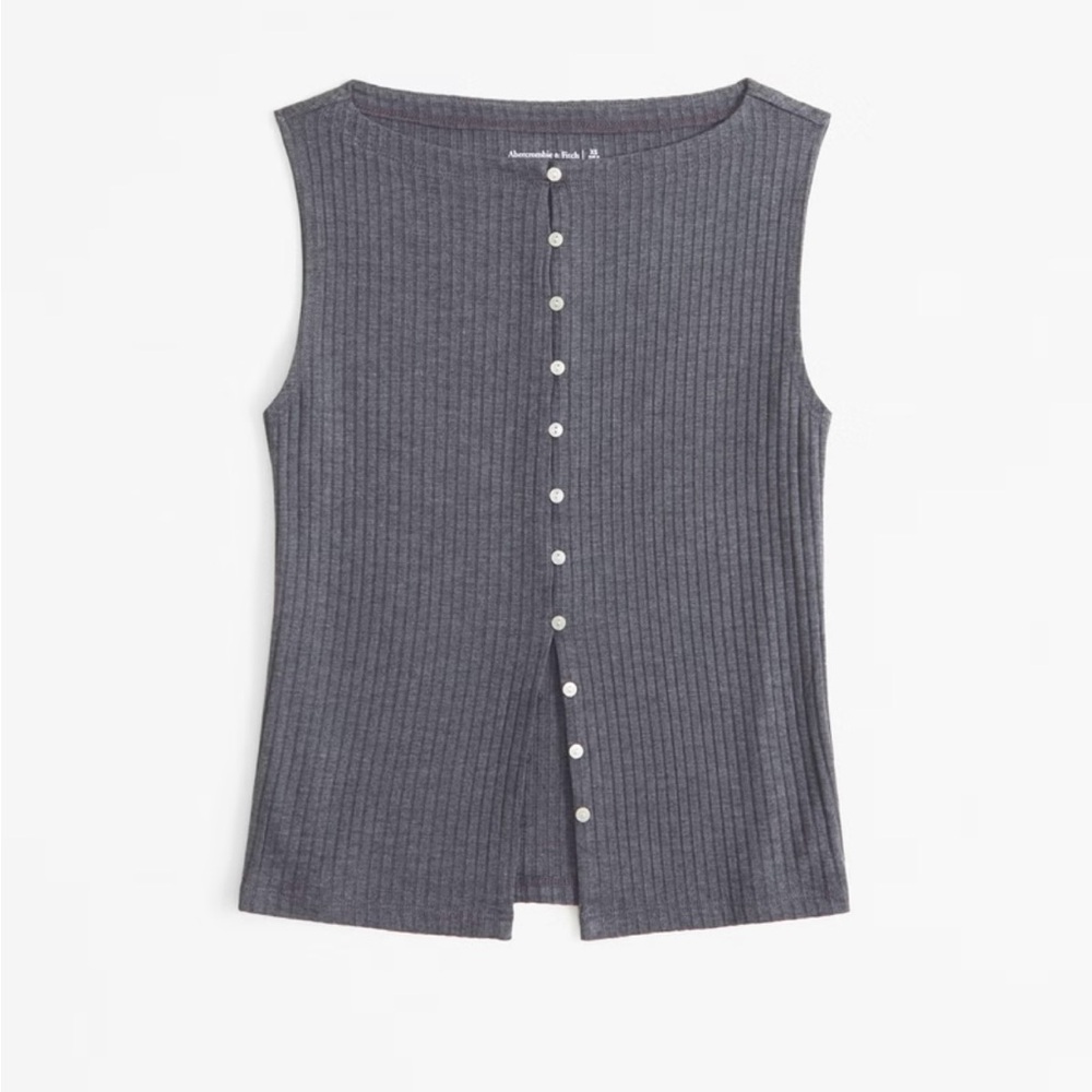 NWT- A&F Wide Rib Button-Through Slash Top